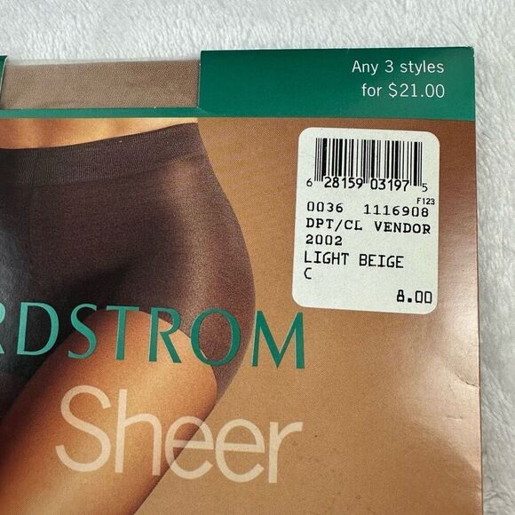 Nordstrom Control Panty Sheer Nylons Set Of 3 Black Beige Sheer Toes Size C New - Picture 2 of 6